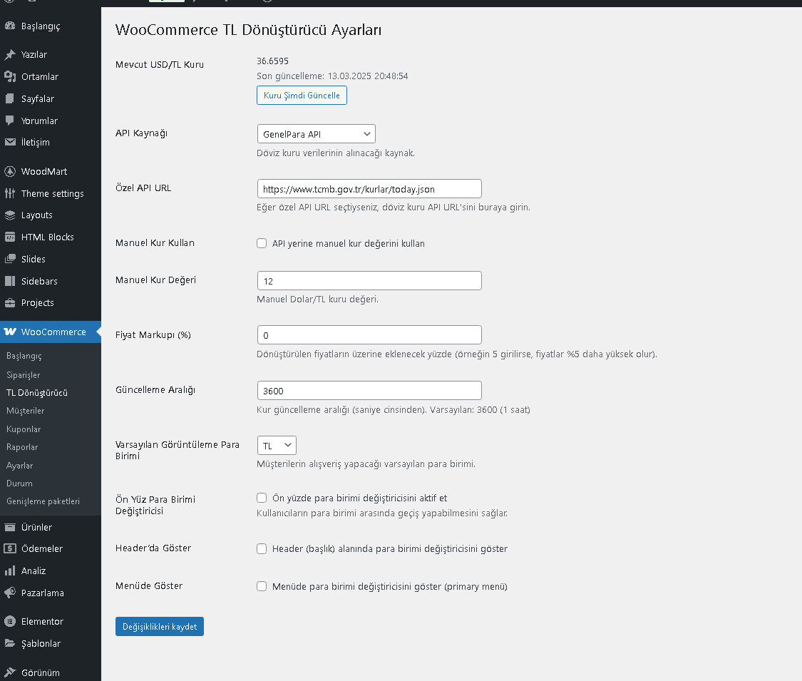 Ücretsiz – WooCommerce TL dönüştürme eklentisi